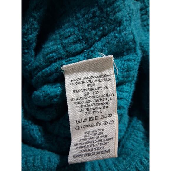 FREE PEOPLE Blue Heart It Laces Oversized Women's Small Grungecore Prep Sweater - Picture 10 of 13